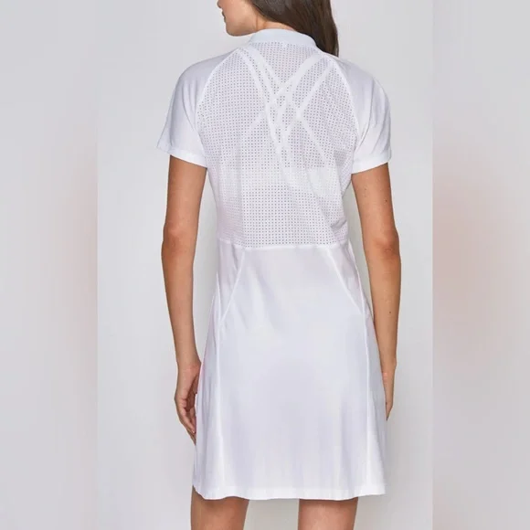 L'Etoile Sport Mesh Zip Performance Mini Dress  Med White Preppy Tennis NWOT - Picture 5 of 5